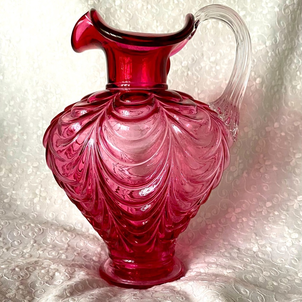 Fenton 2003 Cranberry Drapery Vase 6490 CC Signed by the Designer. Beautiful!!💗